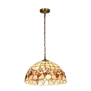 Shelly Hanging Light Tiffany Style Metallic 1 Bulb Ceiling Pendant Light in Beige