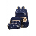 Fashion Star Pattern Bear Pendant Travel Outdoor Backpack Three-Piece for Juniors