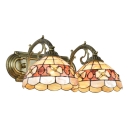 Metal Shelly Wall Sconce Tiffany Style Double Heads Wall Sconce in Beige for Living Room