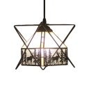 Vintage Lodge Elk Design Drop Light Ripple Glass 1 Head Hanging Light with Metal Frame