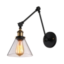 Matte Black 1 Light Cone Clear Glass LED Wall Sconce