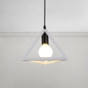 Triangle Small Pendant Light Retro Style Iron Hanging Light in White for Cafes Living Room