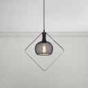 Industrial Modern Mesh Cage Dome Drop Light Iron Single Light Pendant Lamp in Black