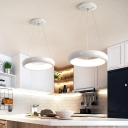 Simple Style Halo LED Hanging Pendant Light Acrylic 1 Light Suspension Lamp in White 19.5
