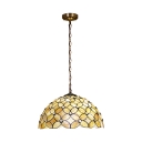 3 Bulbs Floral Ceiling Pendant Light Tiffany Style Shelly Suspended Lamp in Multi Color