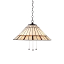 Tiffany Style Cone Suspended Light Stained Glass Decorative Pendant Light in Beige