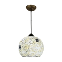Orb Suspended Light Modernism Tiffany Metal 1 Bulb Decorative Drop Ceiling Lighting in Black Finish