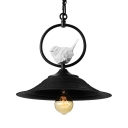 Black Industrial Pendant with Bird Decoration
