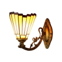 Geometric Wall Sconce Simple Tiffany Style Stained Glass Wall Light in Amber for Bungalow Villa