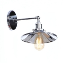 Chrome Finish Flared Wall Sconce Industrial Modern Steel Single Bulb Accent Wall Lamp