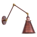 Retro Style Boom Arm Wall Light Steel Single Light Small Wall Lamp in Rust for Corridor