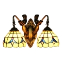 Dome Wall Light Tiffany Style Vintage Stained Glass Double Heads Sconce Lighting in Beige