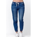New Arrival Hot Fashion Drawstring Waist Elastic Cuffs Tapered Jeans