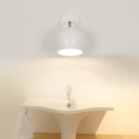 Orb Small Wall Mount Fixture Concise Simple Steel 1 Light Sconce Light in White for Bedroom