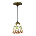 Blue/Pink Bell Pendant Lamp Tiffany Style Stained Glass Ceiling Pendant Light for Hallway