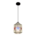 Star Design Hanging Lamp Modern Tiffany Ripple Glass Single Light Drop Light in Multi Color