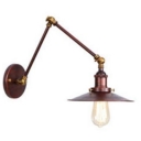 Industrial Conical Wall Light Iron Single Bulb Wall Lamp in Rust with Adjustable Arm