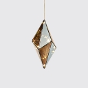 Glass Shade Prism Pendant Fixture Post Modern Amber One-Light Hanging Lamp for Clothes Store Restaurant