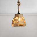 Rope Dome Shade Suspension Light Industrial Vintage Iron Single Light Pendant Light for Bedroom