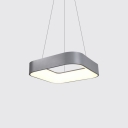 Metal Square LED Hanging Pendant Lights Contemporary 1 Light Pendant Lamp Fixture in Gray