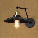 Antique Brass Scalloped Lighting Fixture Industrial Adjustable Steel Single Light Wall Light