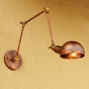 Industrial Swing Arm Wall Sconce Iron 1 Light Lighting Fixture in Rust for Restaurant