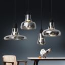 Nordic Style Smoke Glass Shade LED Pendant Light in Black Finish for Dining Room Cafe Counter