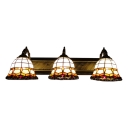 Brown Bell Wall Lighting Tiffany Style Stained Glass Triple Head Wall Sconce for Foyer