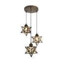 Ripple/Clear Glass Star Pendant Lamp Contemporary 3 Heads Suspension Light for Kids