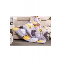 Gray Long Sleeve Heart Printed Warm Quilt Sofa Family Blanket for Adult 150×200CM