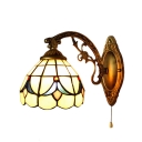 Dome Wall Sconce Tiffany Style Stained Glass Wall Light in Beige for Staircase Kitchen