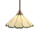 Floral Drop Ceiling Lighting Tiffany Style Simple Stained Glass Pendant Light in Green/Red