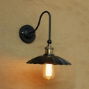 Scallop Shade Wall Lamp Vintage Steel 1 Bulb Sconce Light in Antique Brass for Balcony