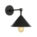 Retro Style Conical Wall Lamp Steel 1 Bulb Wall Light Fixture in Black Finish for Bedroom