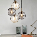 Designers Style Globe Pendant Light Cognac/Smoke Glass 1 Bulb Suspension Light for Bedroom