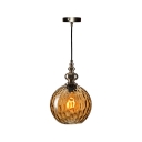 Adjustable 1 Head Globe Pendant Lamp Modernism Glass Drop Ceiling Lighting in Amber/Smoke