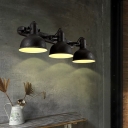 Triple Light Wall Sconce in Dome Rustic Industrial Wrought Iron Wall Light for Warehouse Bathroom Restaurant