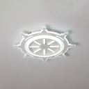 White Round Rudder Ceiling Lamp Nautical Style Acrylic LED Flush Light Fixture for Nursing Room