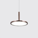 Brown Finish Panels LED Drop Light Modern Style 1 Light Pendant Lamp in Acrylic Lampshade