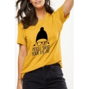 Round Neck Short Sleeve Letter Printed Casual Fitted Tee for Couple