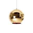 Electroplate Glass Mirror Ball Drop Light Modernism Single Head Hanging Lamp in Gold