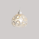 1 Head Crystal Suspended Lamp Modernism Metal Ceiling Pendant Light in White for Foyer