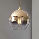 Gold Finish Ball Hanging Lamp Contemporary Faded Glass 1 Bulb Decorative Lighting Fixture