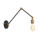 Metallic Open Bulb Wall Lamp with Swing Arm Modern Industrial Wall Mount Light in Cast Brass