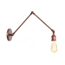 Adjustable 1 Head Bare Bulb Wall Lamp Retro Country Style Metal Wall Light Sconce in Rust Finish