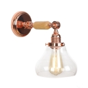 Rose Gold Armed Sconce Light with Cucurbit Glass Shade Modern 1 Head Wall Lamp for Study Room
