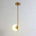 White Glass Ball Pendant Light Retro Art Deco Style Hanging Light for Living Room