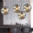 Chrome Finish Globe Hanging Light Designers Style Glass 1 Bulb Pendant Light for Bedroom