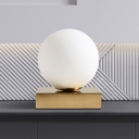 Milky Glass Ball Table Lamp Modern Fashion 1 Head Desk Lamp with Rectangle Metal Base