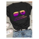 Cool Eyeglass Letter I FEEL THE NEED THE NEED FOR SPEED Print Black Graphic T-Shirt